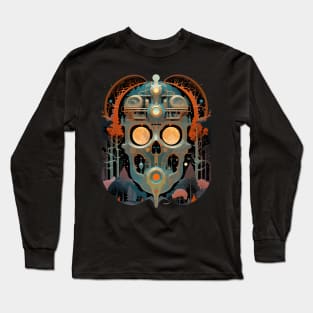 Halloween Day of the Dead Robot Sugar Skull Long Sleeve T-Shirt